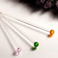 Creative Glass Drinking Stirrer with Colorful Ball